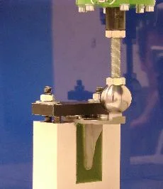 Shown is a test setup to perform ankle fatigue testing according to ASTM F2665.